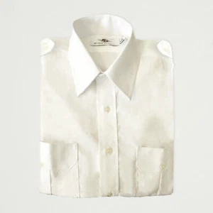 Mens Airline Pilot White Long Sleeve Shirt Open Pockets Epaulets - Picture 1 of 2