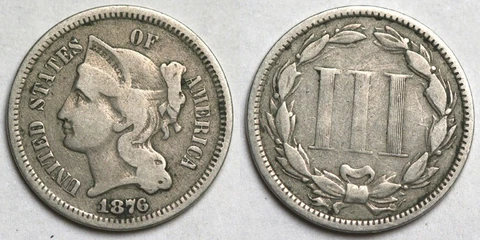 1876  Three Cent Nickel Cover