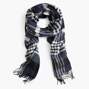 ABRAHAM MOON FOR J.CREW Wollschal HEATHER NAVY / IVORY E3870 Made in UK *kariert - Bild 1 von 2