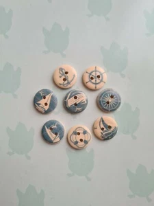 Navigation Round Wooden Buttons, Blue, 2-Hole Flatback, Crafts, Sewing UK Seller - Picture 1 of 5