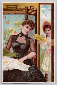 Antigua tarjeta comercial de cerveza de raíz Hires de la década de 1890 - publicidad victoriana litográfica Ottmann - Imagen 1 de 2