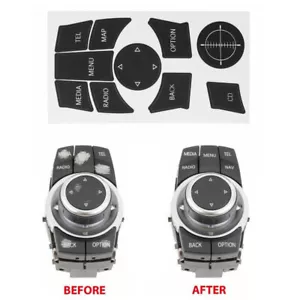 Juego de pegatinas de botones multimedia para BMW Serie 3 E90 E92 E93 2009-2011 iDrive - Imagen 1 de 9