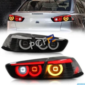 For Mitsubishi Lancer EVO 2008-2023 Smoke Black LED Rear Lamps Taillights - Picture 1 of 8