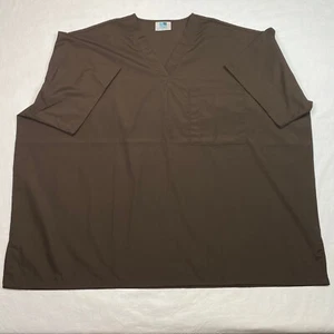 Adar Unisex Scrub Top sz 5XL Brown Short Sleeve V Neck Pockets Lightweight NEW - Picture 1 of 12