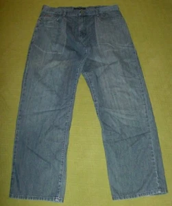 HERRENJEANS CALVIN KLEIN GERADES BEIN BLAU 36 X 32 DUNKLE WASCHUNG AUSGEFRANSTE MANSCHETTEN - Bild 1 von 9