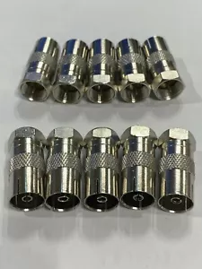 100 x F Type Male Plug to UHF Coaxial Female Plug Connector TV Aerial Adaptor - Zdjęcie 1 z 3