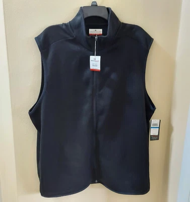 NWT Grand Slam Mens Performance Light Fleece Golf Vest Full Zip - Black -Size XL - Image 1 of 4