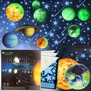 Glow in the Dark Stars and Planets, Bright Solar System Wall Stickers -Glowing C - Picture 1 of 12