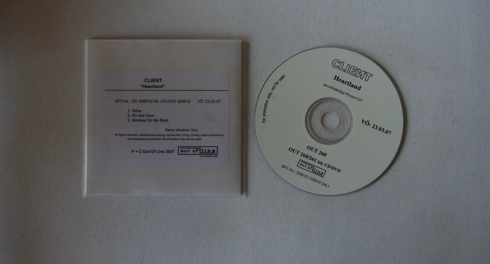 Client Heartland GER Adv CardcoverCD-Acetate (Rare Demo Versions) 2007 Synth-Pop - Bild 1 von 1