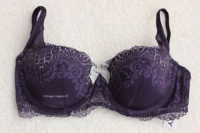 NWT DKNY 452174 "Seductive Lights" Balconette Lace Bra, Purple /Gray (ZX8), 32C - Image 1 of 4