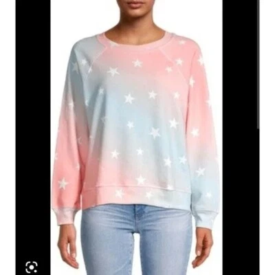 Nuevo con etiquetas Sudadera Jersey Wildfox Rosa y Azul Ombre Estrella Lentejuelas Verano Talla S Foto 1 de 4