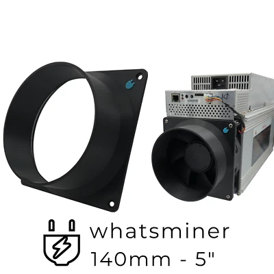 140mm to 5 Inch Fan Duct Adapter Intake Exhaust Silencer Crypto ASIC Miner M60 - Image 1 of 2