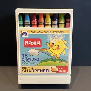 Playskool Golden Crayons With Built-In Sharpener 16 Crayons 1989 Vintage Unused - Picture 1 of 4