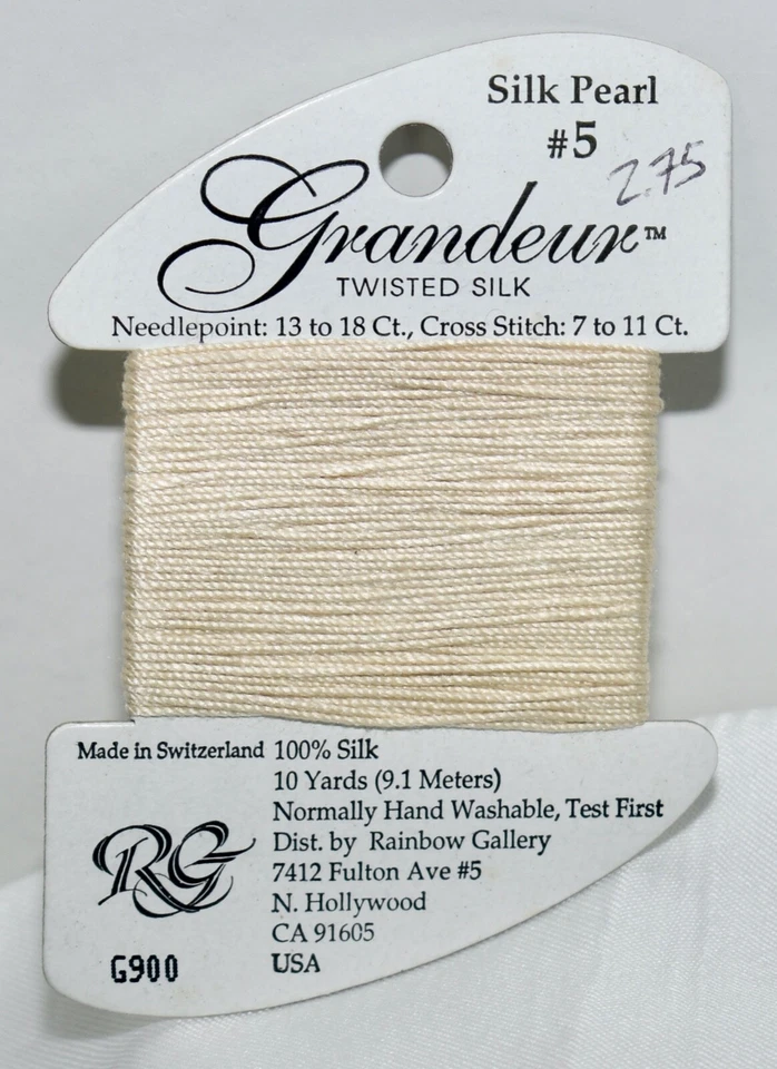 Rainbow Gallery Grandeur silk pearl #5 100% silk 10 yard G900 ecru - Image 1 of 1