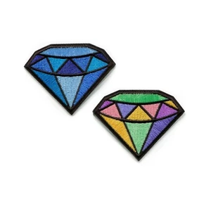 Colored Diamonds Embroidered Iron On Patch DIY Applique - Picture 1 of 4