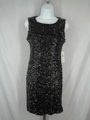 Bisou Bisou Michele Bohbot 黑色亮片连衣裙 4 码全新 — 第 1/4 张图片