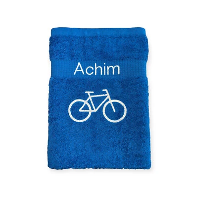 Fahrrad Handtuch mit Name Handtücher Sauna Wellness Duschtuch Sport persönlich - Bild 1 von 4