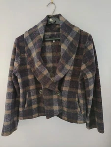 Per Una Fitted Fleece Ladies Jacket Marks Spencer Size 14 Heather Tartan - Picture 1 of 6