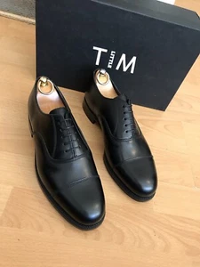 Zapato Tim Little Grenson Cuero Negro Puntera Hombre Reino Unido 7, Hecho en Inglaterra - Imagen 1 de 12