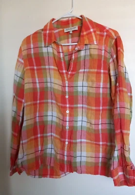 Jones New York Signature Madras Casual Linen Shirt Size PXL XL - Image 1 of 3