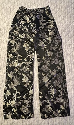 Pantalones De Colección Chicos Diseño Pequeño Mezcla Seda Bordados Carga Pierna Ancha Dorado Floral Foto 1 de 4