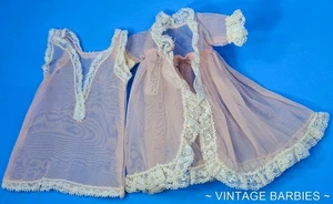 Vintage Ginger Doll Pink Sheer Robe & Nightgown w/Ginger Tag ~ 1950's - Picture 1 of 15