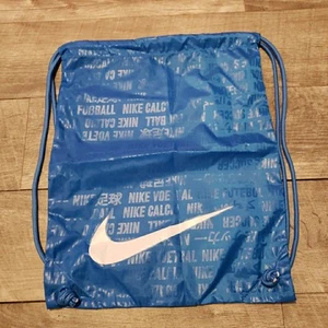 Nike Soccer Cleat Drawstring Sports Backpack Storage Bag Blue with White Logo - Picture 1 of 6