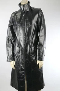 Langer Mantel SENNA schwarz Leder mit Gürtel Größe M - Bild 1 von 13