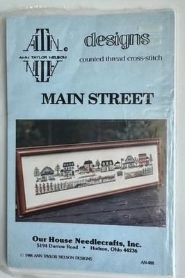OOP MAIN STREET Ann Taylor Nelson Houses, Flowers Cross Stitch Pattern USA - Image 1 of 2