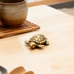 Brass Turtle Figurine Tea Pet Portable Miniature Figurine Tortoise Statue - Picture 1 of 6