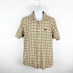 RVCA Shirt Mens Large Black Brown Floral Regular Fit Short Sleeve Button Down - Picture 1 of 18