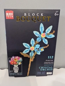 Block Tech Block Bouquet Crystal Orchid Flower Building Set 112 Pieces MIP! - Picture 1 of 2