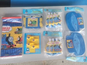 2004 Vintage  NOS Thomas the Train Party Supplies table cover  Hats Banner More! - Picture 1 of 9