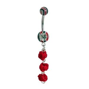 Ripple Uv Surgical Steel Belly Ring with Dangle Rope Design - 14 Gauge 7/16" - Picture 1 of 1