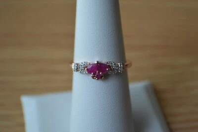 0.50ct Premium Montepuez Ruby / Zircon Ring 14k RG over Fine Silver Size  7 - Image 1 of 4
