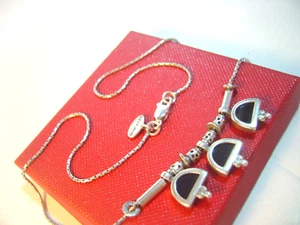 Collar de plata maciza vintage - Magnífico firmado Beit-Nir ónix negro, único - 18" - Imagen 1 de 10