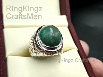 Anillo Turquesa Hombre Talla 7 Metafísico Plata de Ley 925 Anillo Feroza Hombre Foto 1 de 4
