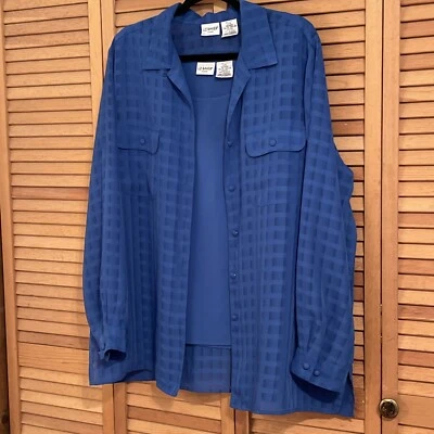 Liz Baker 女式 20 W 双组皇家蓝色背心和透明纽扣套装 2 件套 — 第 1/4 张图片