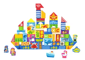80pcs Tooky Toy Marine/Seaside Ocean Themed Creative Building Blocks Set 24m+ - Picture 1 of 5
