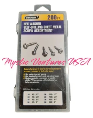 Surtido de cabeza de arandela hexagonal chapada en zinc tornillos autorroscantes 200 piezas Foto 1 de 3