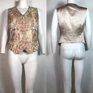 Vtg Dolce & Gabbana Beige Jacquard Flower Vest 44 L - Picture 1 of 12