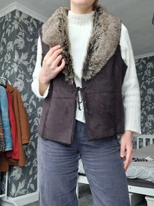 M&Co faux fur & suede gilet/body warmer - Picture 1 of 9