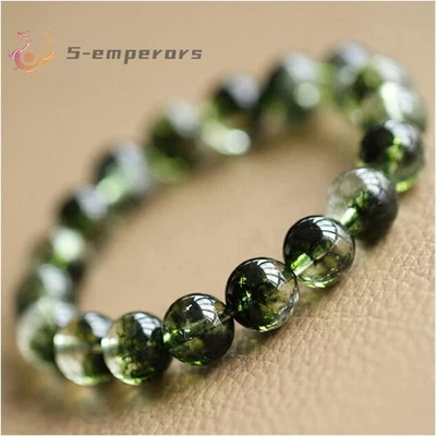 Green Chrome 10mm Round Beads Healing Balance Reiki Women Men Bracelet - Image 1 of 2