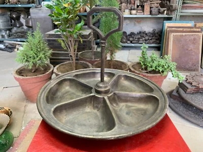 Antique Handcrafted Brass Plate Indian Mouth Freshener Tray with 5 Compartments - Image 1 of 4