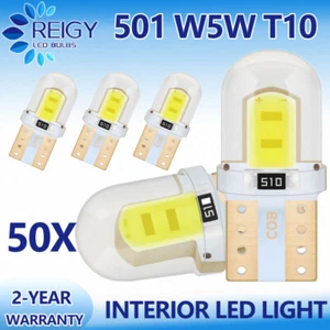 50pcs 192 194 158 T10 Silica gel COB LED License plate interior map Light bulbs - Picture 1 of 5