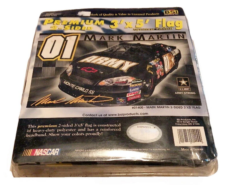 MARK MARTIN U.S. ARMY Chevrolet Monte Carlo DOUBLE SIDED FLAG #01 HUGE 3'X5'  - Image 1 of 3