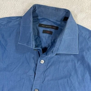 John Varvatos Shirt Mens 16 32/33 Regular Fit Blue Button Down Long Sleeve EUC - Picture 1 of 7
