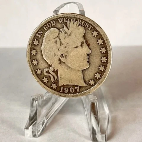 1907-D Silver Barber Half Dollar 50 Cents VG Cover