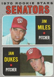 1970 Topps Washington Senators Rookies #154 Baseball Card Jim Miles Jan Dukes P