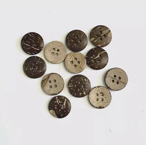 24 Buttons Brown Coconut Shell 4-Hole 17 mm Sew Through Sewing #BR38 - Picture 1 of 5